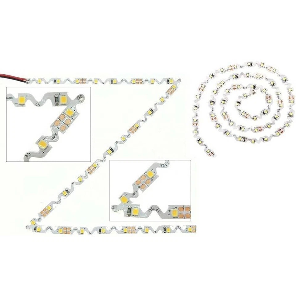 STRISCIA LED SMD CURVABILE STRIP 60 LED PIEGHEVOLE A S DA 5 MT 12V LUCE BIANCA - Immagine 4 di 4