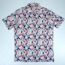 Perfomance Anti-UV Wicking Golf Polo Shirt Mens S Short Sleeve Abstract Floral