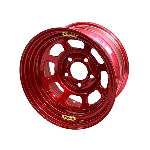 Bassett 58D52IRC Red Chrome Race Wheel 15X8 IMCA 2" Backspace 5x5 D-Hole - Picture 2 of 3