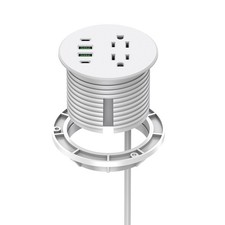 Recessed Power Grommet 3 inch With 65W USB C Ports 2 AC Outlets,Recessed Outl...