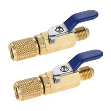  Air Conditioner Ball Valve 1/4" SAE Adapter Straight Refrigerant Valve 