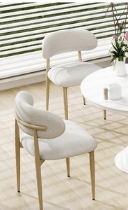 5 chairs, high quality cream colored fabric and maple wood legs. Brand new!!