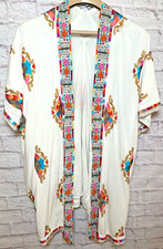 RD  Koko Beaded Embroidered White Open Kimono Duster Boho Women's Size Small.