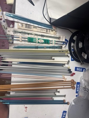 24 Pairs Knitting Needle Destash Lot Mixed Brands Sizes Single Point Wood Metal