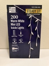 HOME ACCENT HOLIDAY Steady Lit 200 Warm White Mini LED Icicle Lights, 17.5 ft.