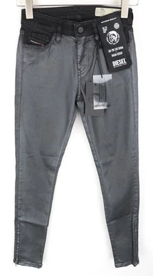 Diesel Slandy-Zip 069GF Jean Skinny Enduit Taille Mi-Hauteur W25/L32 - Photo 1/4
