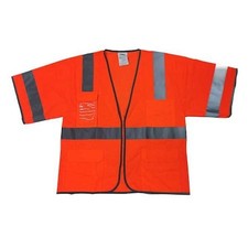 Zoro Select 786F21 Hi-Vis Safety Vest 2Xl Class 3 U Back, , Zipper 5 Pockets,
