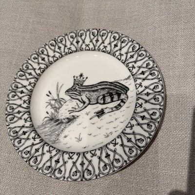 222 Fifth Slice of Life Frog Prince 8 1/2'' salad plate Leslie Sattler