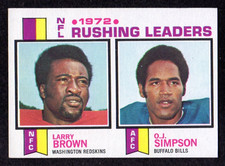 1973 Topps #1  1972 Rushing Leaders Larry Brown O. J. Simpson Bills HOF Card EX+