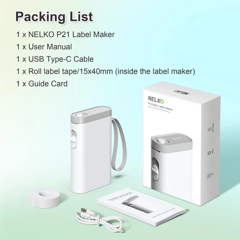 Bluetooth Label Maker Machine with Tape, P21 Wireless Mini Label Printer