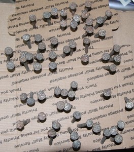 Lot of 60 Railroad Date Nails, 1923 to 1969