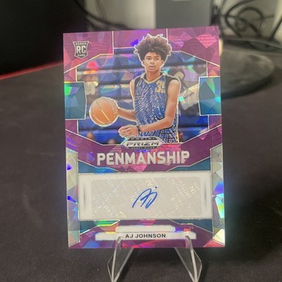 2024-25 Panini Prizm Draft Picks Penmanship Purple Ice /99 AJ Johnson Auto NM-MT