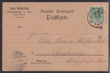 78439) HALEN Westfalen Stempel 1895 auf Postkarte nach Oldenburg