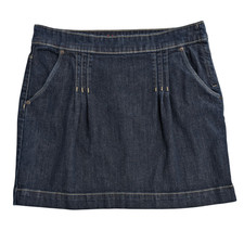 Vintage Y2K Pleated Denim Mini Skirt Size 6 Dark Blue Pockets Preppy Twee 2000s