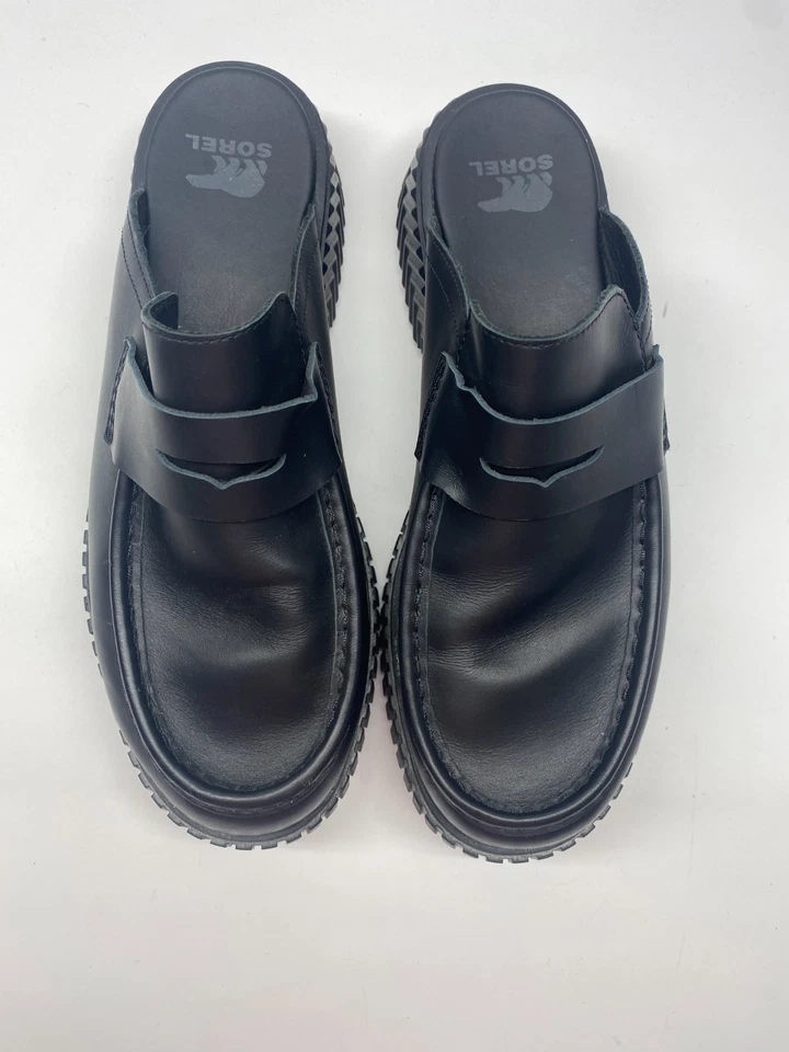 Mocasín sin cordones Sorel para mujer ONA AVE de cuero negro talla 9,5 Foto 2 de 4