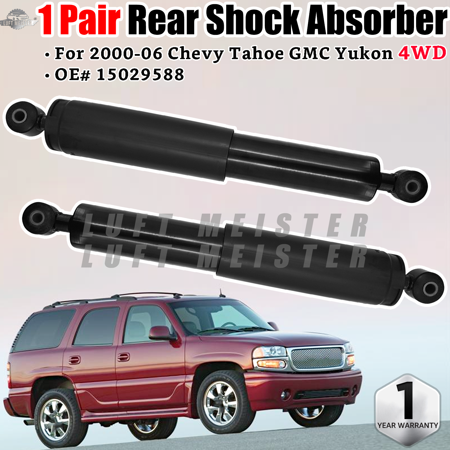 1Pair Rear Shock Absorber 15029588 For 2000-06 Chevy Tahoe GMC Yukon 4WD ZW7 TXU
