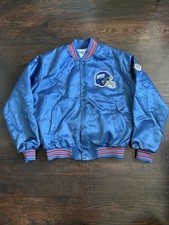 Vintage New York Giants NFL Chalkline Satin Bomber Jacket Size L Made In Usa
