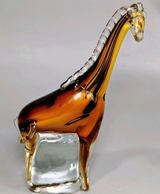 Vtg Stunning Hand Blown Art Glass Giraffe Figurine Paper Weight