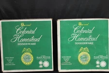 Two New In Box Vintage Mar-Crest Colonial Homestead Dinnerware 4 Pc sets (Royal)