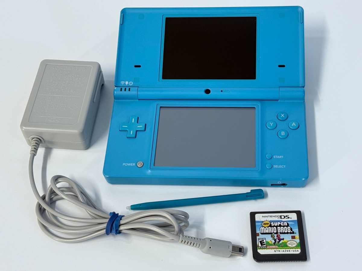 Nintendo DSi Light Blue Handheld System Bundle w/new Super Mario
