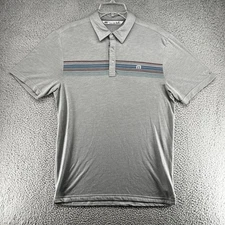 Travis Mathew Polo Shirt Mens Medium Gray Striped Golf Performance Casual Modern
