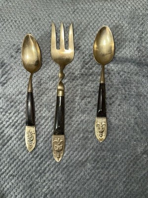 Siam Thai Dancer Serving  1 Fork 2 spoons vintage  flatware