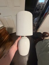 White Crackle Ceramic Table Lamp With Fabric Shade Modern Neutral Accent