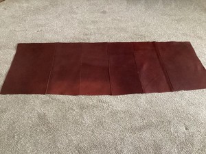 Vintage Top Grain Leather 74 By 26 In. With 6 Sections Sewn Together Bergundy