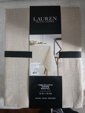 Lauren Ralph Lauren Nappe Mantel tan Tablecloth 70 Round NWT