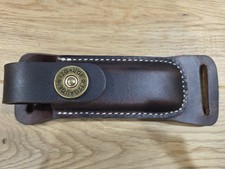 Buck 110 Horizontal draw leather knife sheath . 12 GAUGE snap.