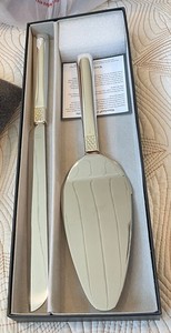 WATERFORD LISMORE DIAMOND SILVER BRIDAL CAKE KNIFE + SERVER SET