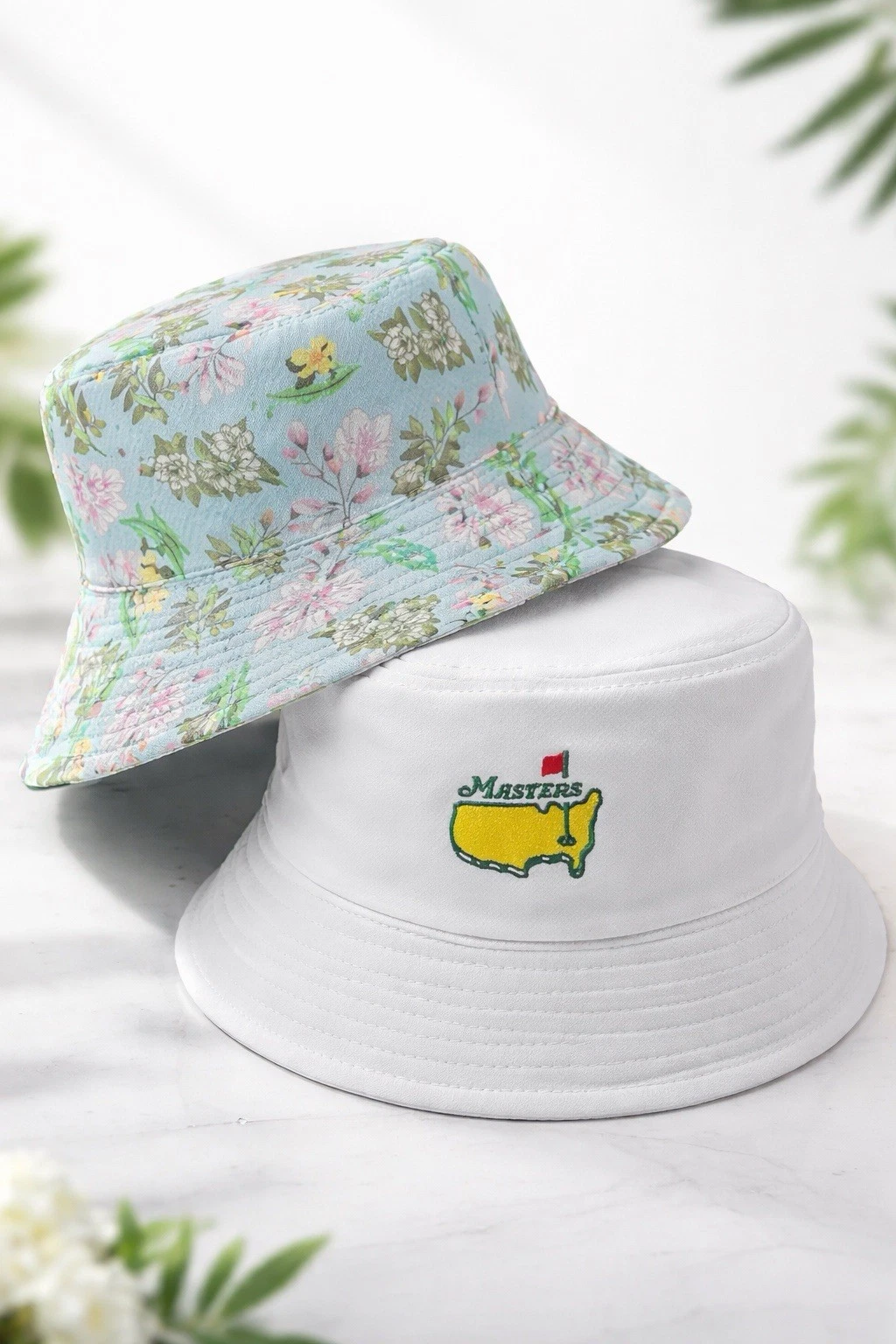 2026 Reversible Floral Print / White Masters Logo Bucket Hat / Cap