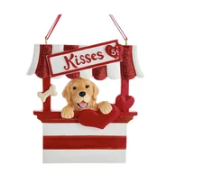 Kurt Adler Golden Retriever Dog Kissing Booth Christmas Tree Ornament - 4" Resin