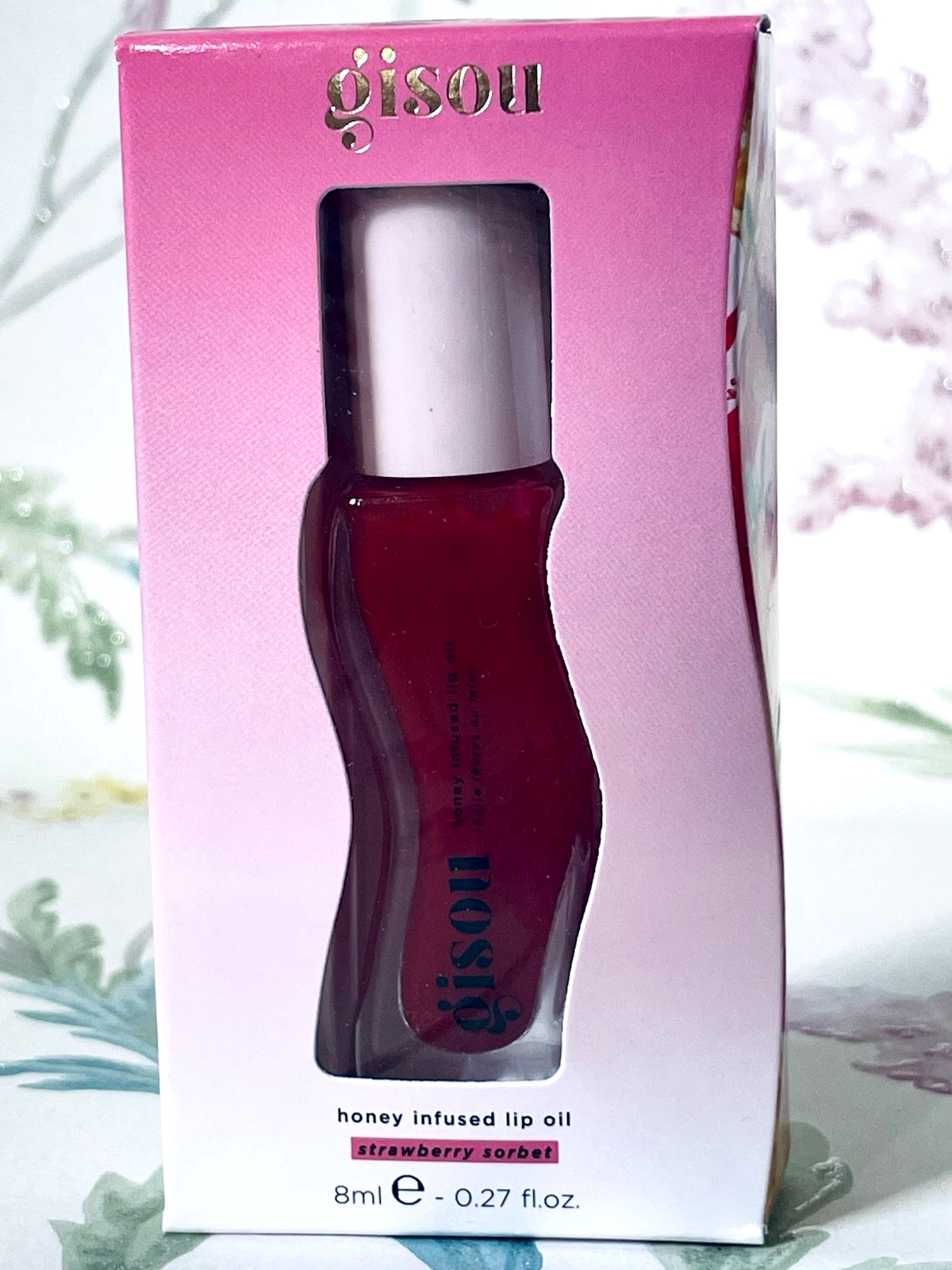 Gisou Honey Infused Lip Oil Strawberry Sorbet Red Sheer Tinted 8ml