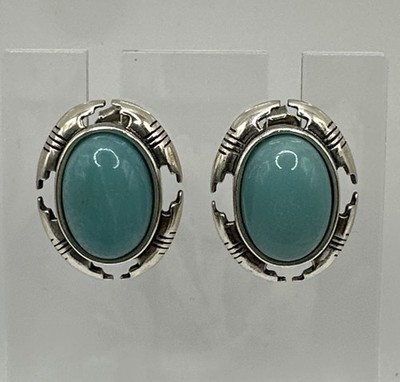 CAROLYN POLLACK RELIOS Oval Sleeping Beauty Stud Earrings Sterling Silver 925