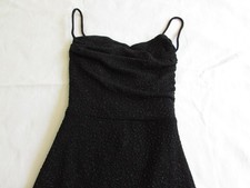 Woman Night Gown Black Glitter Maxi Dress Formal Strappy Backless Side Slit Sz M