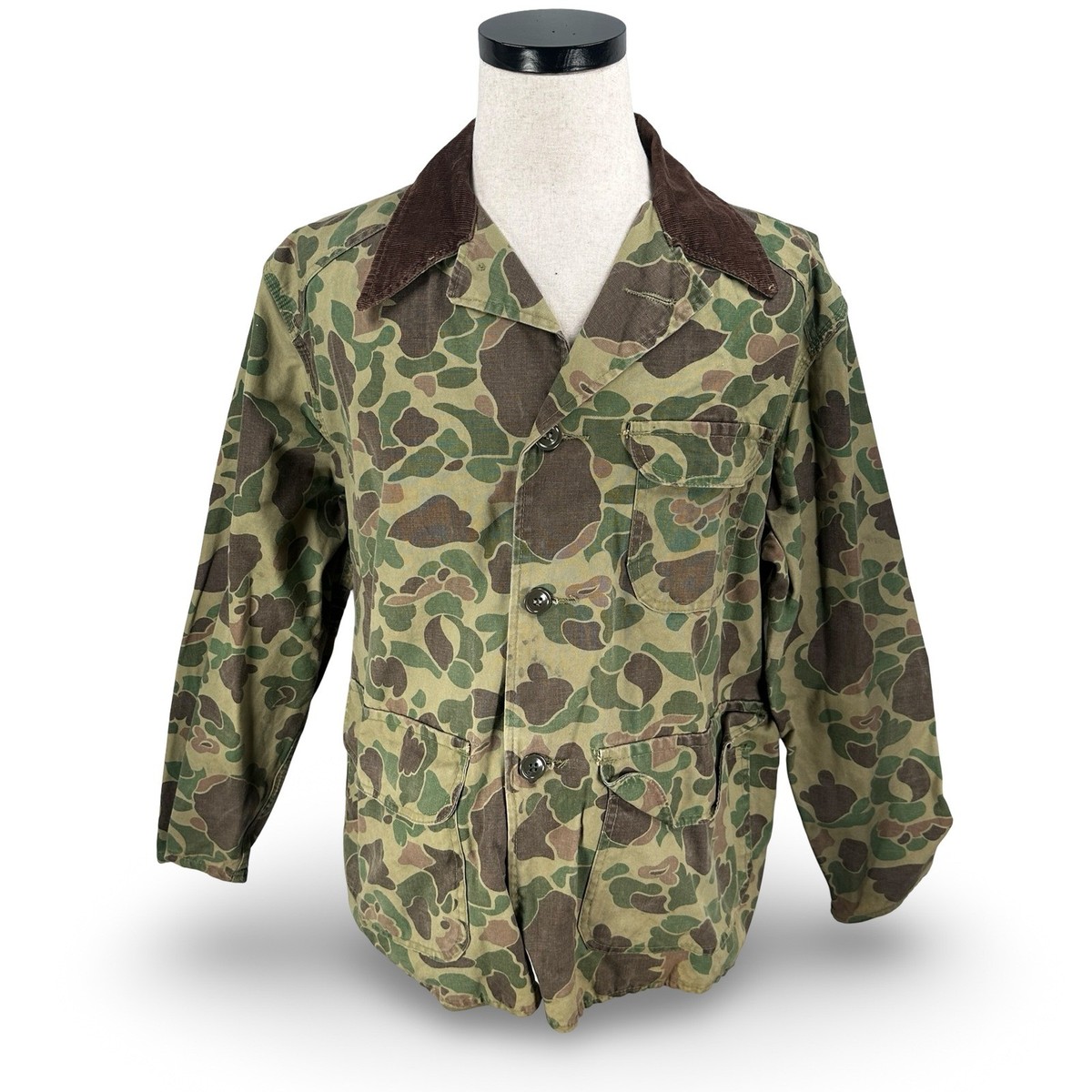 Vintage Black Sheep Duck Camo Hunting Jacket Corduroy Collar Mens