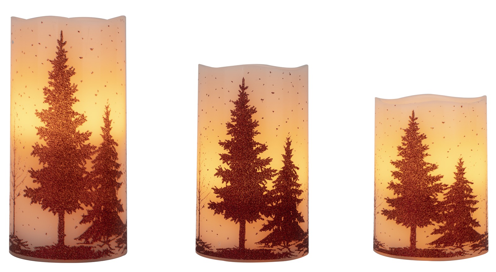 Avilo - Woodland Design Flameless LED Wax Candle - 3 Piece - White - Image 2
