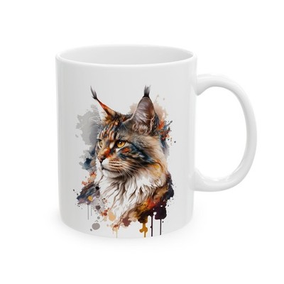 Colorful Maine Coon Cat Art Design Coffee Mug Tea Cup 11oz