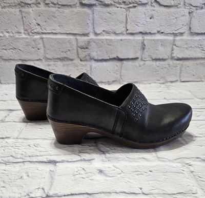 Dansko Mavis Black Leather Studded Clogs Women's EU 39 US 8.5 Comfort Shoes Work