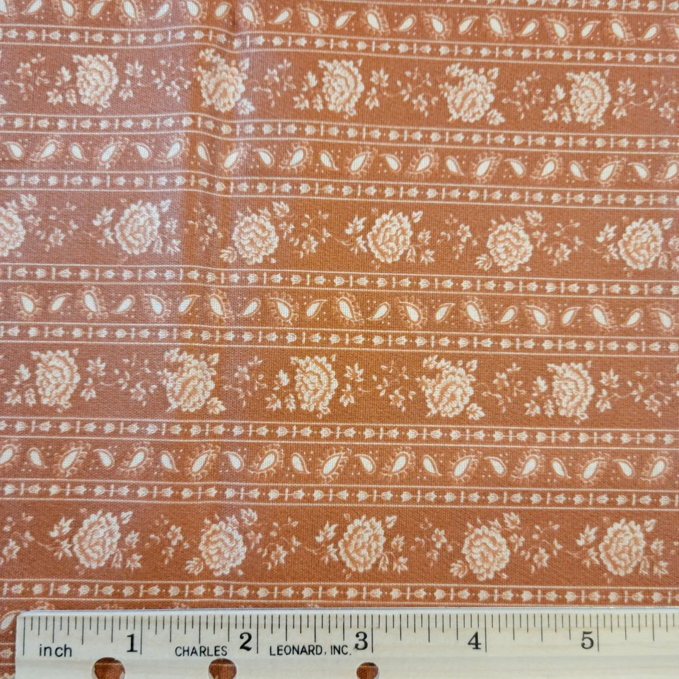 Tela a Rayas Rosa Marrón Óxido 24x44" Acolchado Algodón Sin Marca Floral Coser Artesanal Foto 2 de 4