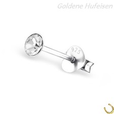 Herren Einzel - Ohrstecker Weiss Kristall Zirkonia 925 Sterling Silber Single