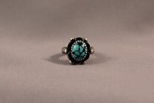 Vintage Navajo Sterling Silver And Turquoise Ring Size 3 3/4