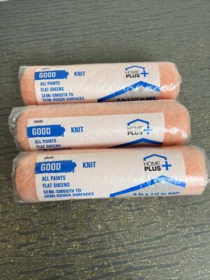 3 x Home Plus Paint Roller Cover Ace Polyester Knit1/2'' x 9''