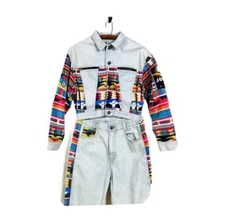 VTG 80s Jou Jou Denim Navajo Printed Jacket and Jeans Matching Set 