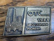 Vintage 1981 Advertisement OTC Geolograph Pioneer Metal Belt Buckle Made in USA