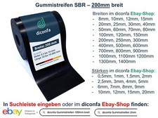 Gummistreifen 200mm 20cm breit - DICKE 2,5mm 3mm 4mm 5mm - LÄNGE 0,05m bis 10m