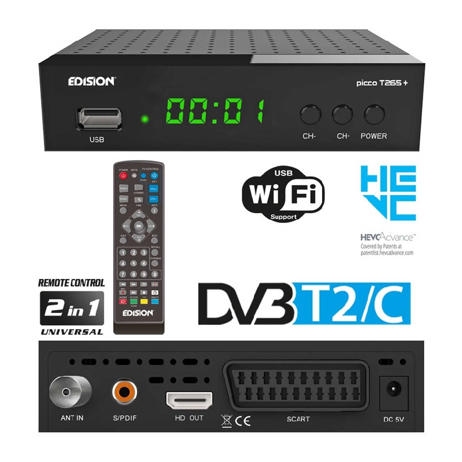 EDISION Picco T265 digital Receiver terrestrisch Kabel DVB-T2 C HDMI Scart