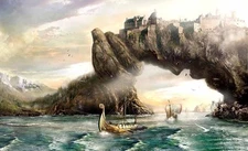 Art Wall Decor Viking Ship And Kingdom painting Printed Canvas Giclee