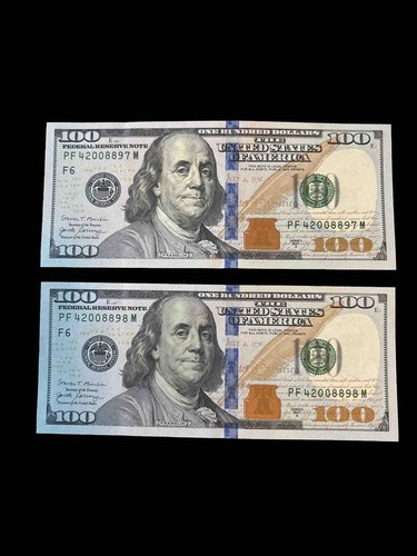 Two Sequential One Hundred ($100) Bills - Series 2017A (Almost Uncirculated)
